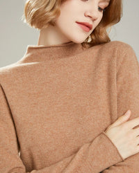 Wool Mock Neck Knit Pullover Sweater