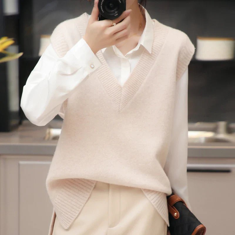 V-Neck Wool Knitted Sweater Vest