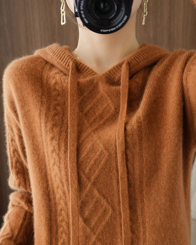 Drawstring Wool Blended Hoodie