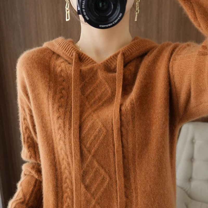 Drawstring Wool Blended Hoodie