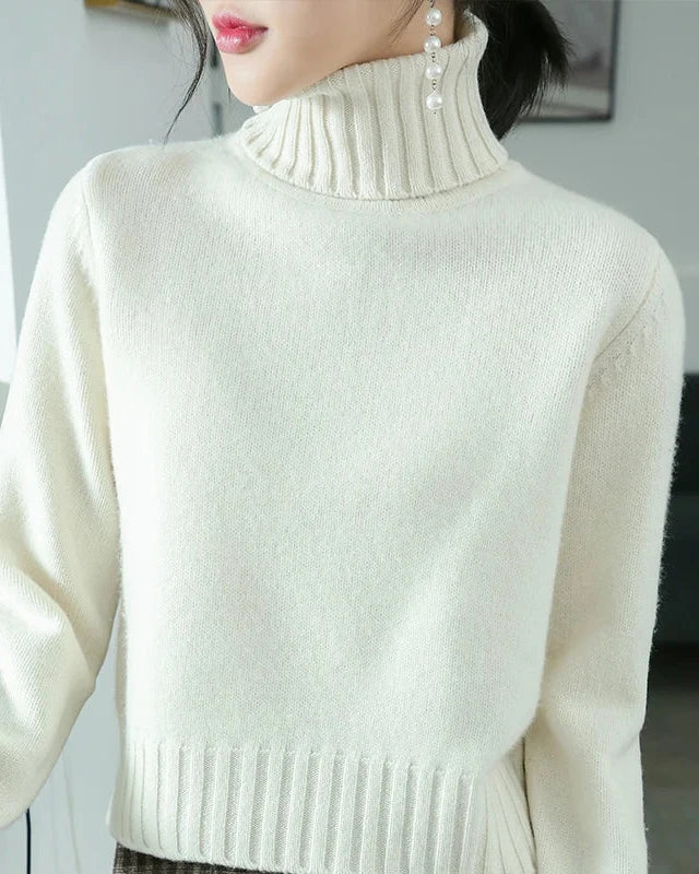 Wool Turtleneck Slim Knit Sweater