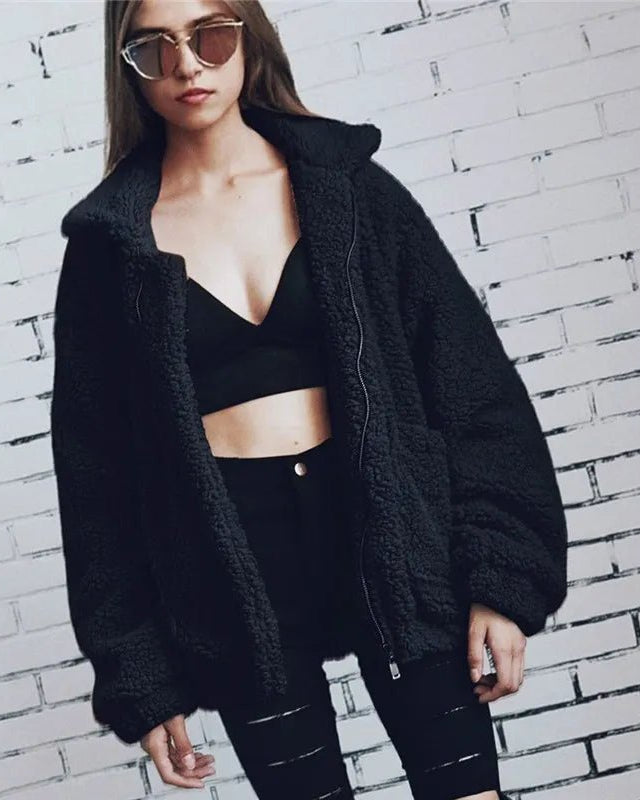 Teddy Fleece Faux Fur Jacket