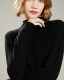 Wool Mock Neck Knit Pullover Sweater