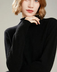 Wool Mock Neck Knit Pullover Sweater