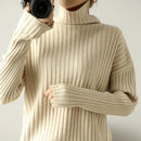 Ribbed Knit Turtleneck Wool Sweater