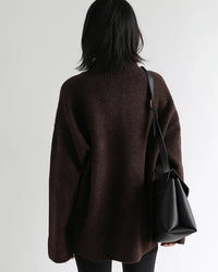 Oversized Half-Turtleneck Mohair Knit Sweater
