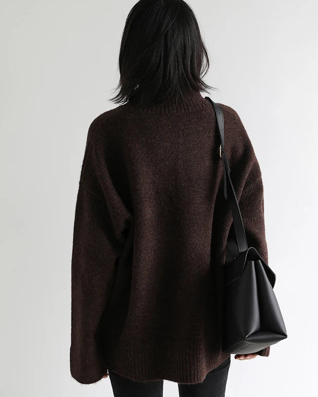 Oversized Half-Turtleneck Mohair Knit Sweater