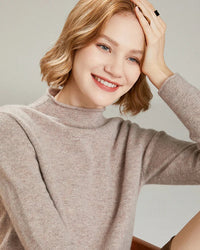 Wool Mock Neck Knit Pullover Sweater