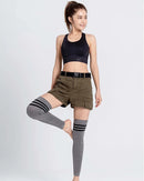 Striped Knit Cotton Blend Leg Warmers
