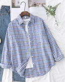 Plaid Lapel Single-Breasted Loose Shirt