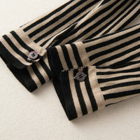 Striped Turn-down Collar Wool Knitted Shirt