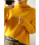 Ribbed Knit Turtleneck Wool Sweater