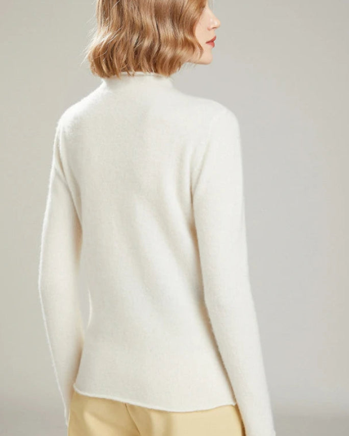 Wool Mock Neck Knit Pullover Sweater
