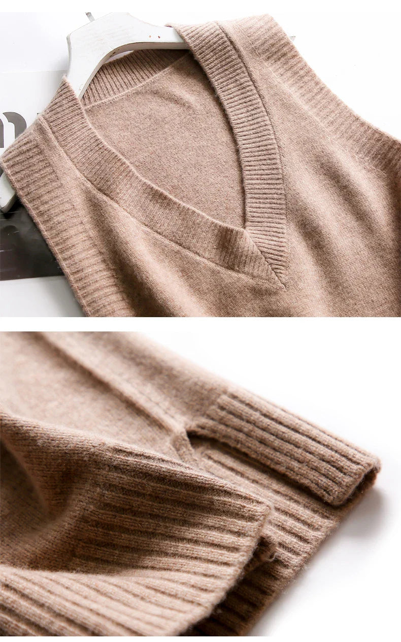 V-Neck Wool Knitted Sweater Vest
