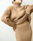 Turtle Neck Sweater and Midi Skirt Suits