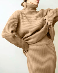 Turtle Neck Sweater and Midi Skirt Suits