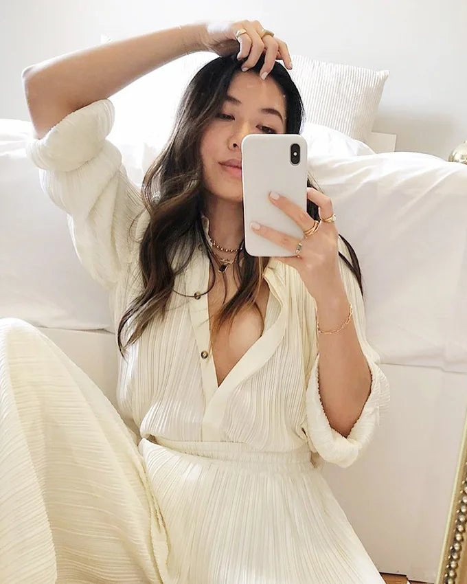 Pleated Blouse & Wide Leg Pants Set