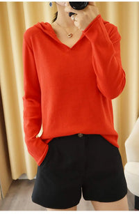 Solid Cotton Knitted Hoodie