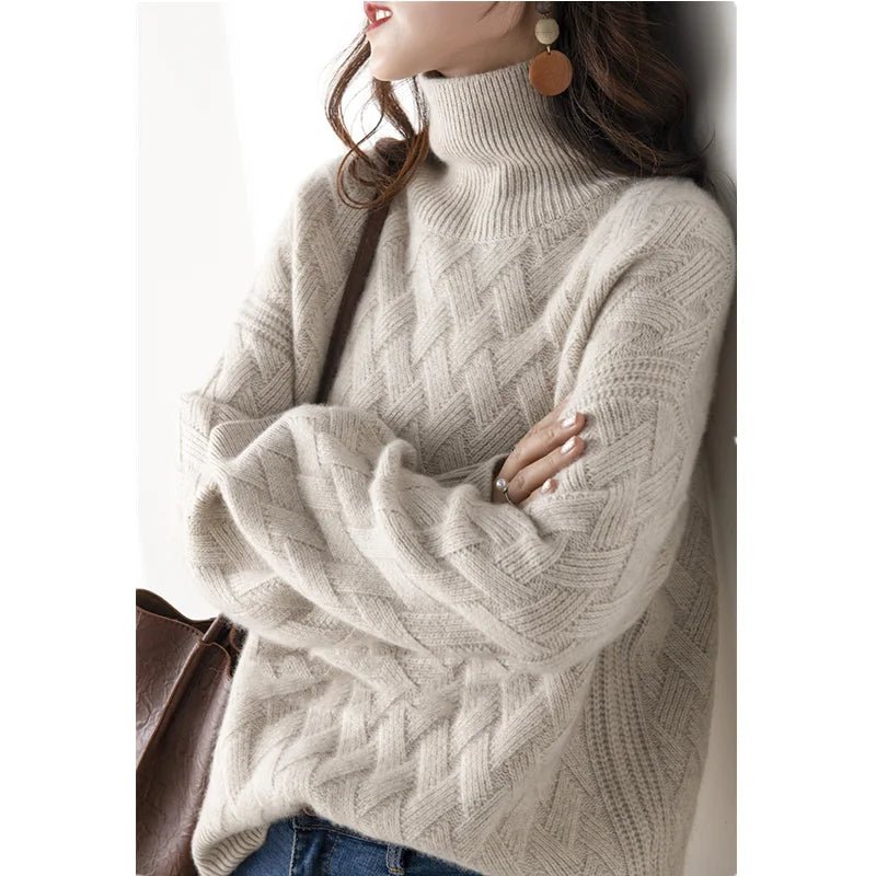 Slouchy Turtleneck Wool Sweater