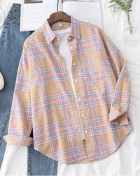 Plaid Lapel Single-Breasted Loose Shirt