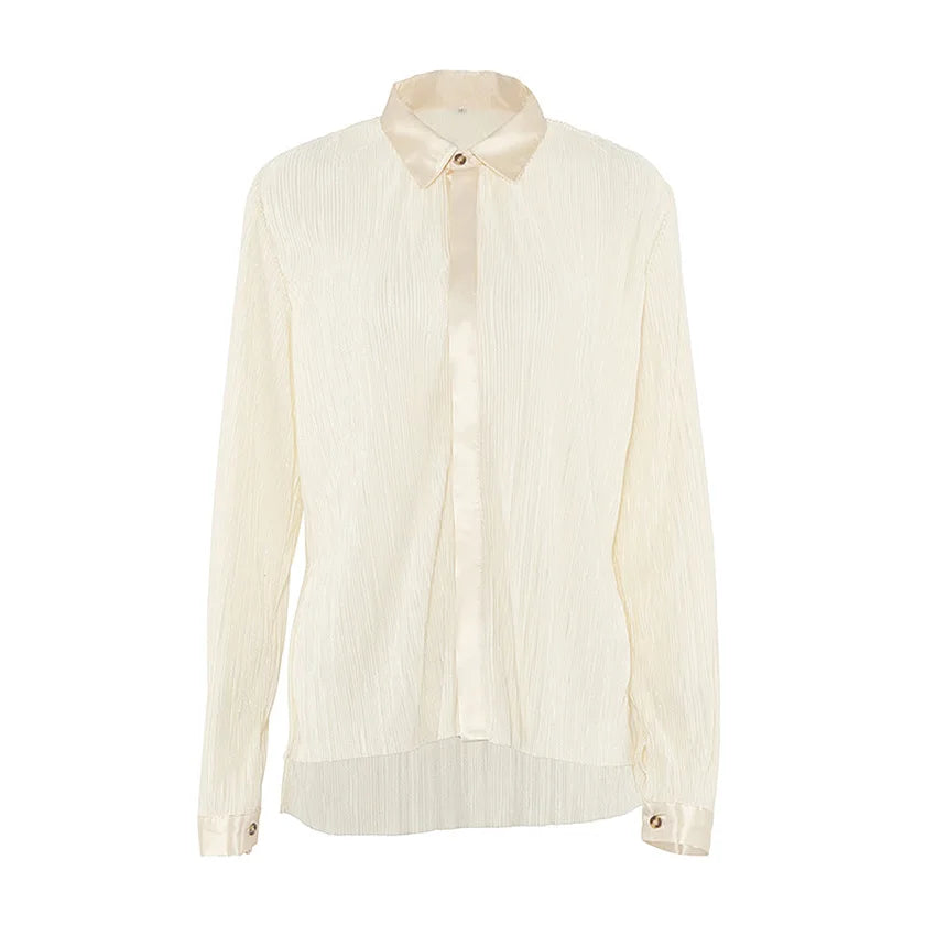 Pleated Blouse & Wide Leg Pants Set