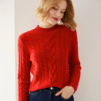 Cable Knit O-neck Wool Sweater