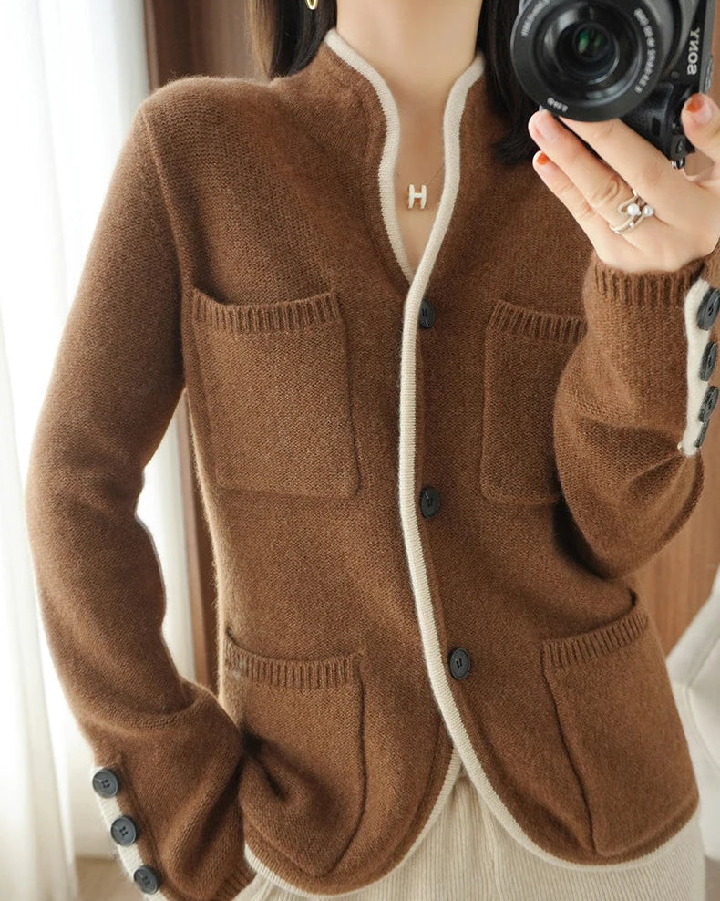 Cashmere Stand Collar Cardigan