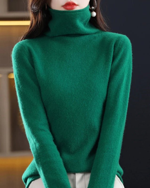 High-Neck Knitted Wool Pullover