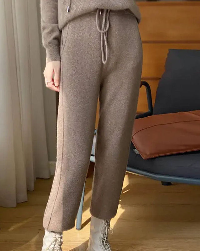 High Waist Drawstring Knitted Pants