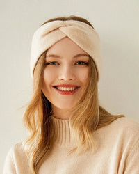 Autumn winter women’s cashmere solid knitted cross headband, soft and warm hair accessory, perfect for daily styling and outdoor activities in cold weather days.