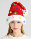 Children's Warm White LED Christmas Plush Hat - 95% Polyester Double Layer Beanie with Gentle Sparkle for Holiday Parties"