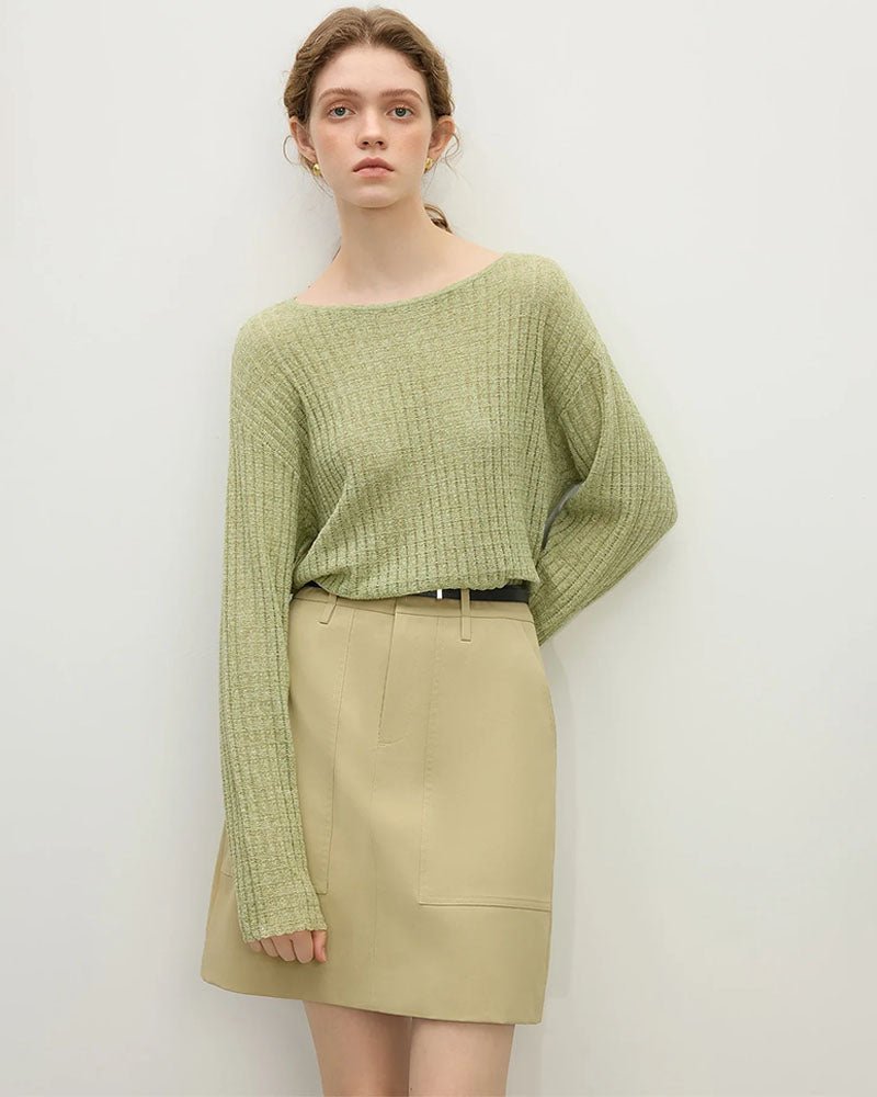 Linen Natural Loose Knitted Tops