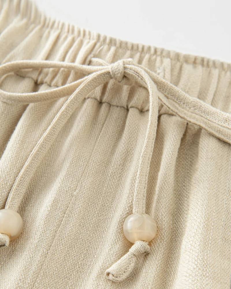 Linen Straight Elastic High Waist Pants