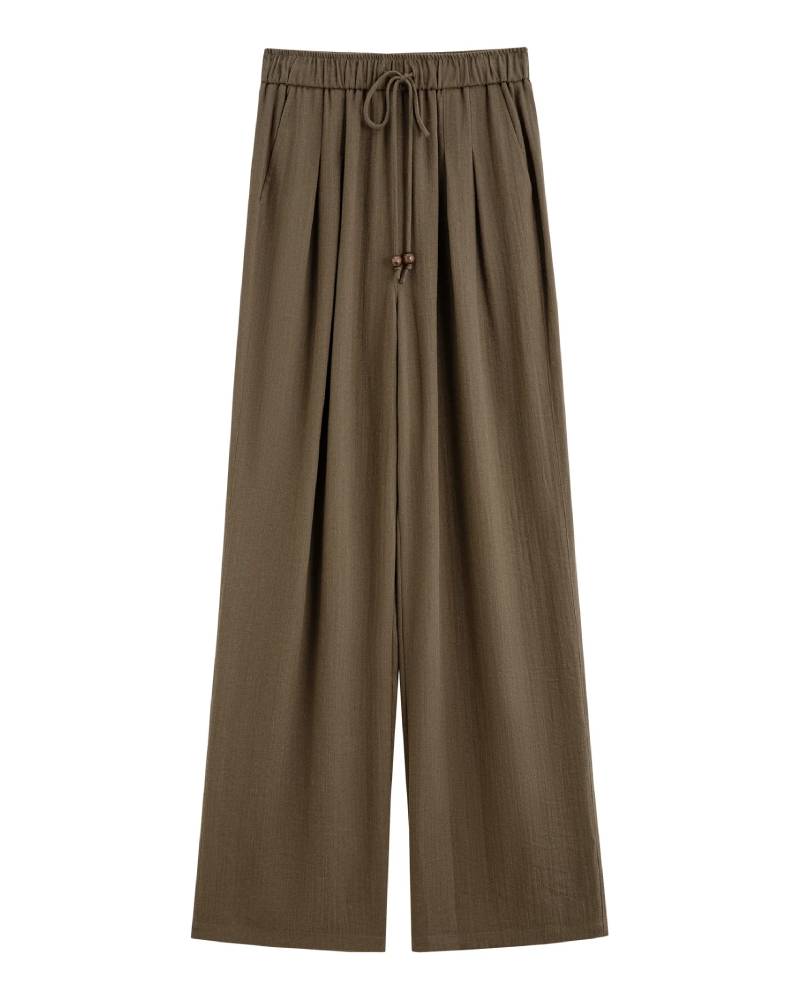 Linen Straight Elastic High Waist Pants