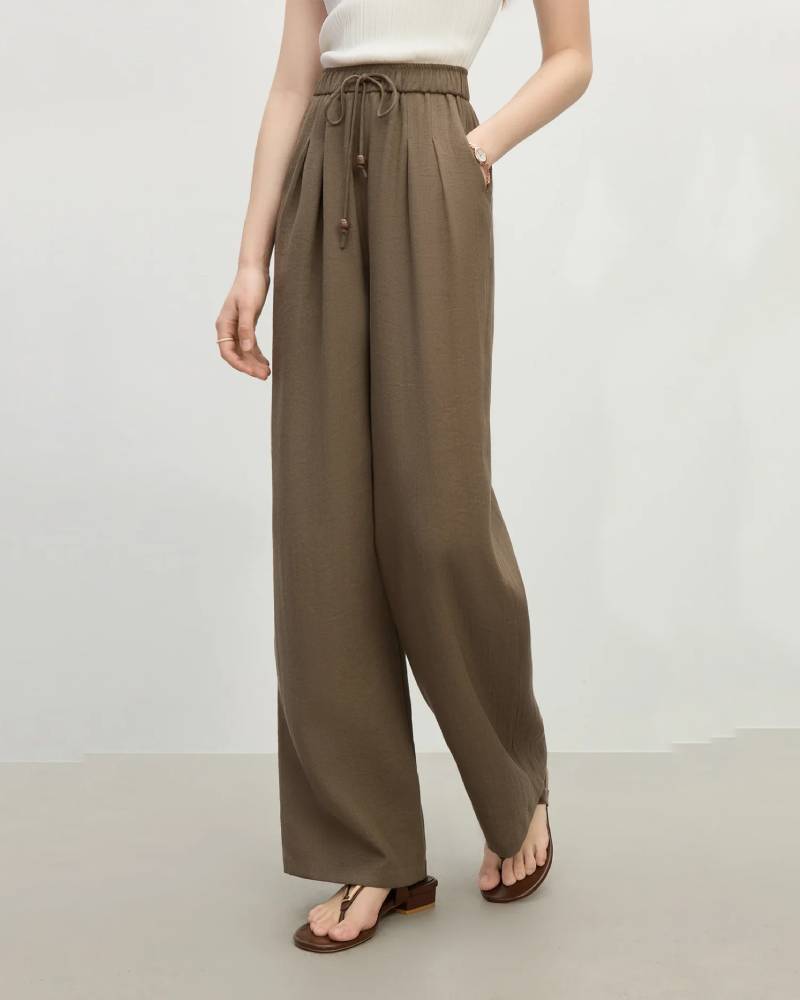 Linen Straight Elastic High Waist Pants