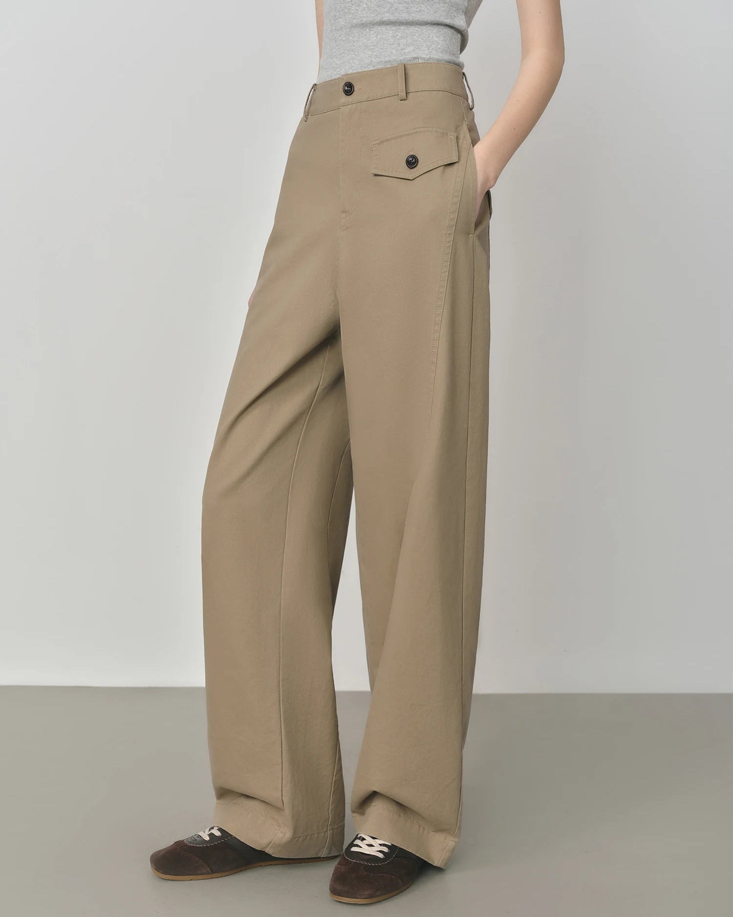 Loose-Fitting Casual Straight-Leg Cotton Trousers