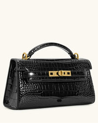 luxury designer tote bag - women's crocodile-embossed genuine leather, top handle + shoulder/crossbody functionality, new stylish design perfect for work, formal events or elegant everyday outings.