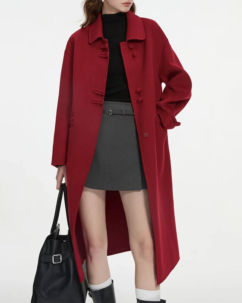 New Chinese Style 100% Wool Long Coats