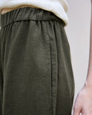 High Waist Linen-Blend Ankle Pants