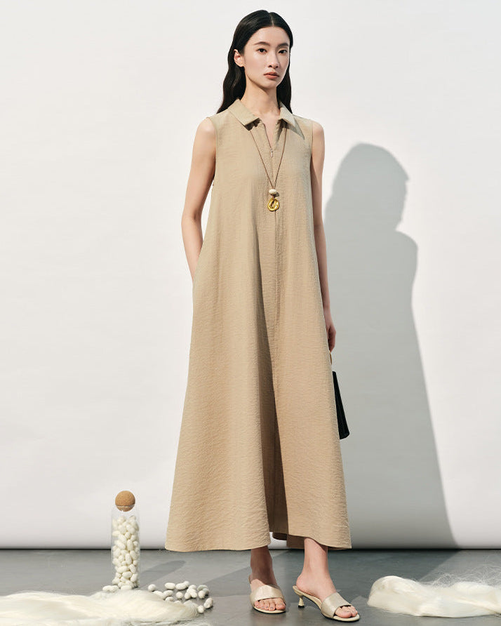 New Loose-Fit Sleeveless Silk Dress