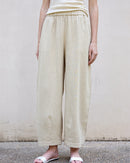 High Waist Linen-Blend Ankle Pants