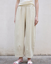 High Waist Linen-Blend Ankle Pants