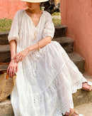 Pure Cotton Short-Sleeve Cutout Dress