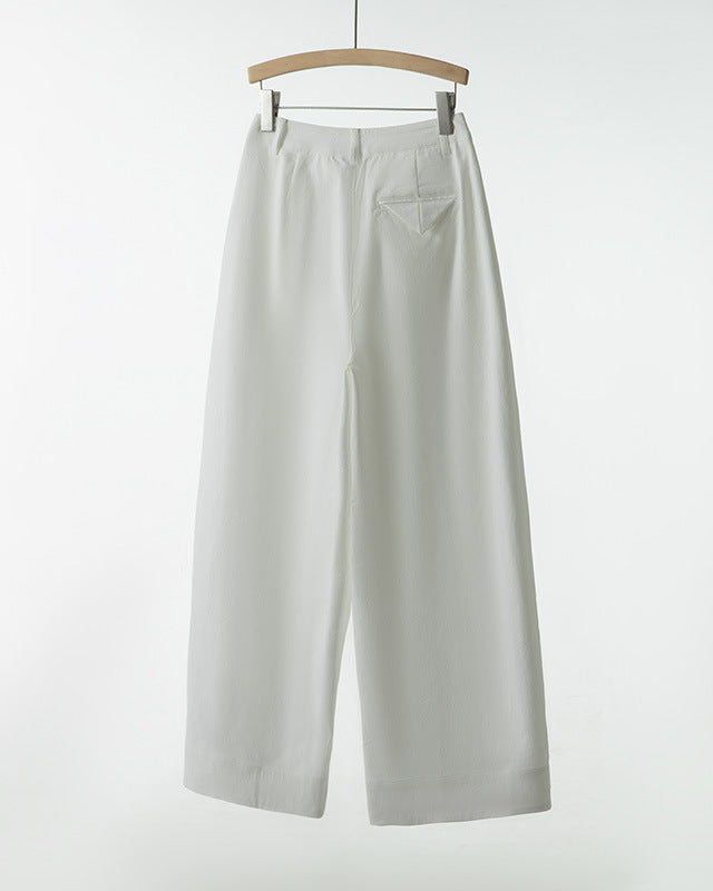 High-Waisted Wide-Leg Casual Trousers