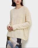 Crew-Neck Long-Sleeve Knitted T-Shirt