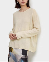 Crew-Neck Long-Sleeve Knitted T-Shirt