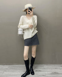Cashmere V-Neck Loose-Fitting Versatile Sweater