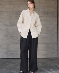 Loose-Fitting Collared Cotton Shirt