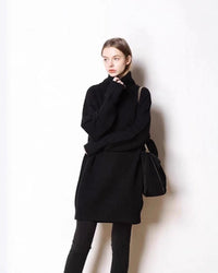 Cashmere Mid-Length Loose-Fitting Turtleneck Sweater