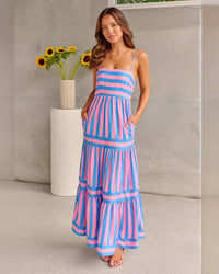 Striped Halter-Neck Backless Pocket Dress